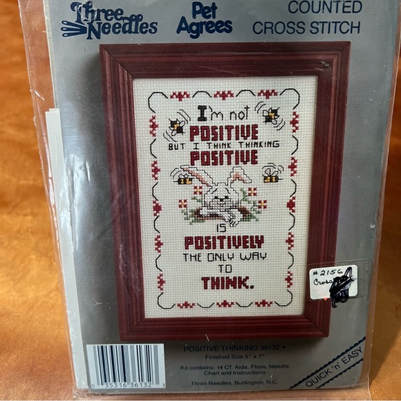 New Vintage Three Needles Pet Agrees Counted Cross stitch Kit Rabbit Positivity - Picture 3 of 4